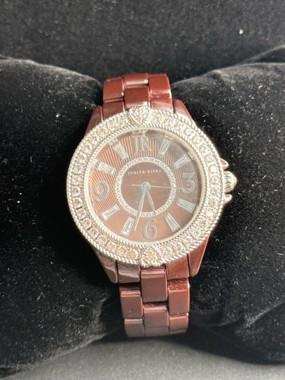 Judith Ripka Brown Crystal-Accented Bracelet Watch-Size 6